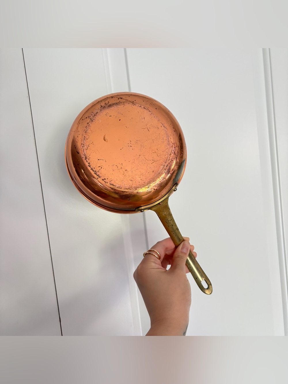 Vintage 6.25” Copper and Brass Frying Pan, Made in Portugal, Rustic Farmhouse